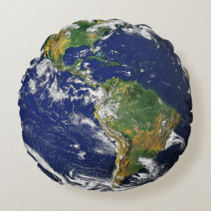 Earth Pillow-Featuring BOTH sides of our Planet! Round Pillow