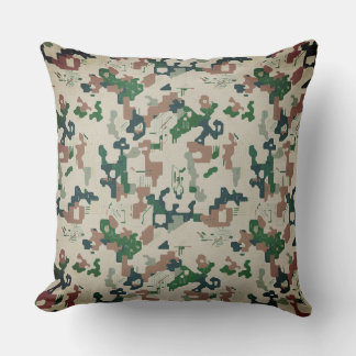 Earth Pixel Woodland  Throw Pillow