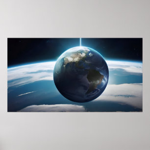 Earth planet from the space poster