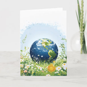 Earth Planet Meadow Nature Holiday Card