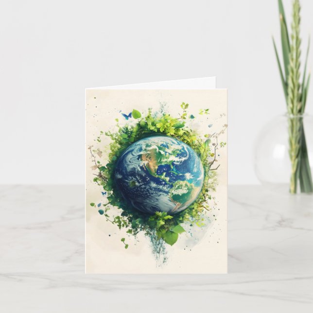 Earth Planet Nature Colour Holiday Card (Front)