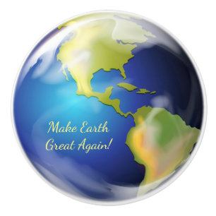 Earth Planet World Design Ceramic Knob