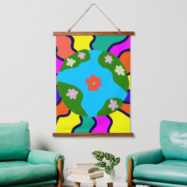 Earth Retro Vibes Art Hanging Tapestry (Living Room)