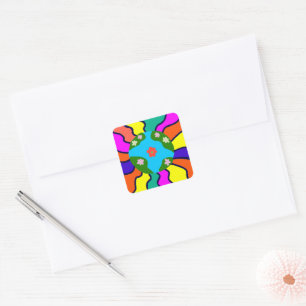 Earth Retro Vibes Art Square Sticker