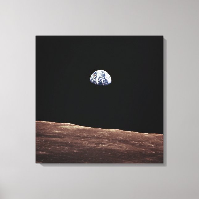 Earth Rise from Lunar Surface Canvas Print (Front)
