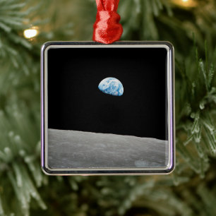 Earth Rising Above The Lunar Horizon. Metal Ornament