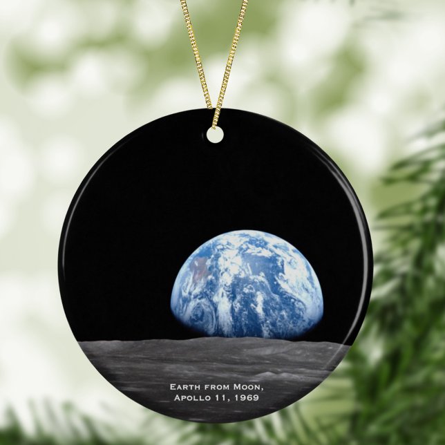 Earth Rising Over Moon, Apollo 11, 1969 Christmas Ceramic Ornament (Creator Uploaded)