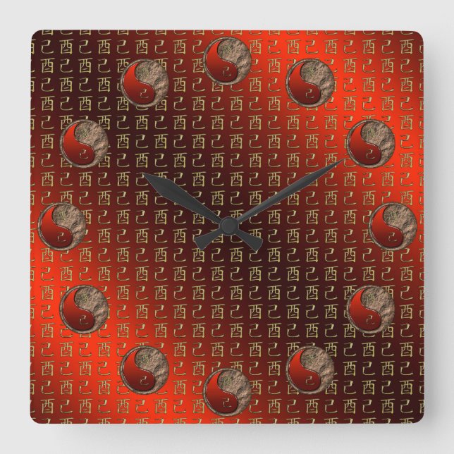 Earth Rooster Square Wall Clock (Front)