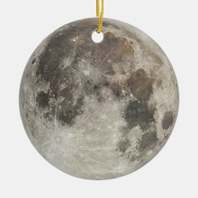 Earth’s moon ceramic ornament (Front)