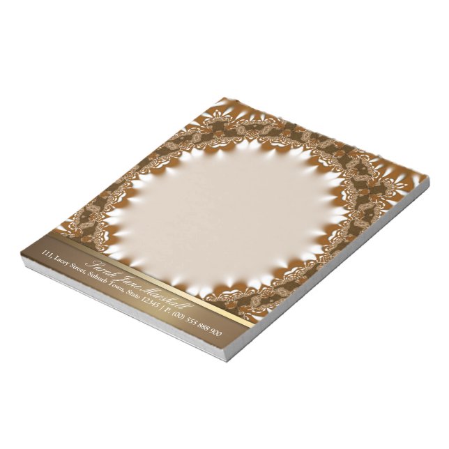Earth Satin Lace Circle Personalize-it Notepad (Rotated)