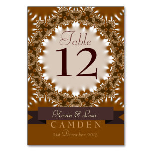 Earth Satin Lace Table Number Card