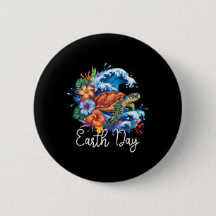 Earth Sea Turtle Art Earth Day 2025 Restore Save T 2 Inch Round Button