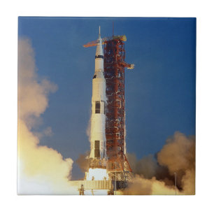 Earth Shakes as Saturn V Blazes Skyward to Moon Tile