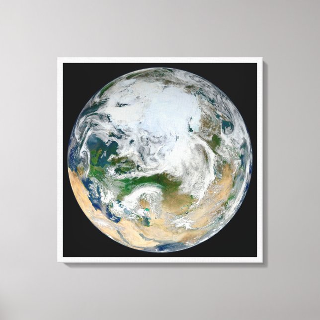 Earth Showing The Arctic, Europe And Asia. Canvas Print (Front)