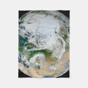 Earth Showing The Arctic, Europe And Asia. Fleece Blanket