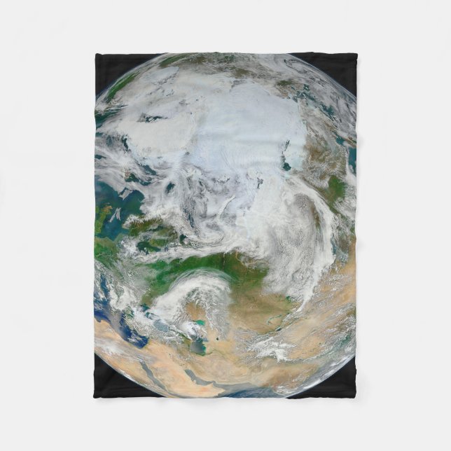 Earth Showing The Arctic, Europe And Asia. Fleece Blanket (Front)