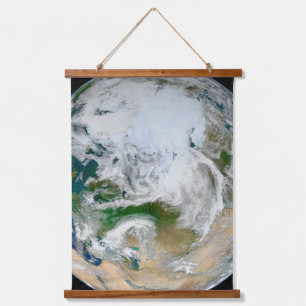 Earth Showing The Arctic, Europe And Asia. Hanging Tapestry