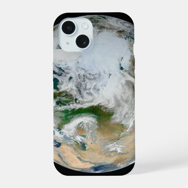 Earth Showing The Arctic, Europe And Asia. iPhone 15 Case (Back)
