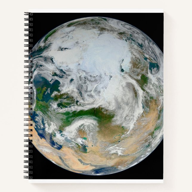 Earth Showing The Arctic, Europe And Asia. Notebook (Front)