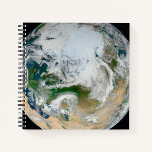 Earth Showing The Arctic, Europe And Asia. Notebook