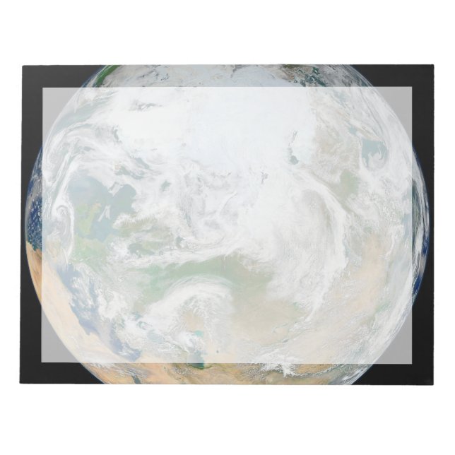 Earth Showing The Arctic, Europe And Asia. Notepad (Front)