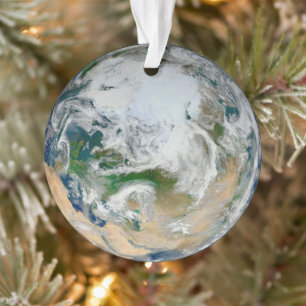 Earth Showing The Arctic, Europe And Asia. Ornament