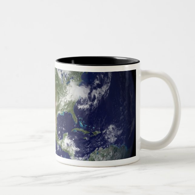 Earth showing the western hemisphere Two-Tone coffee mug (Right)