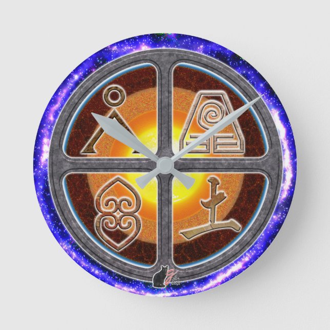 Earth Signs Round Clock (Front)
