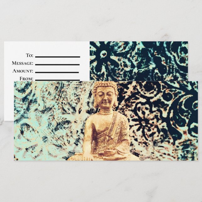 Earth Sitting Buddha Elegant Zen Gift Certificate Invitation (Front/Back)