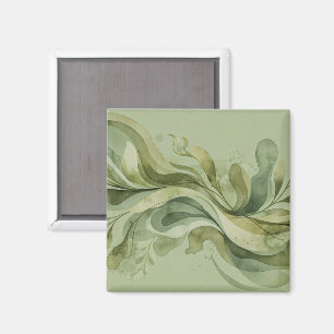 Earth Song Flowing Abstract Sage & Olive Greens Magnet