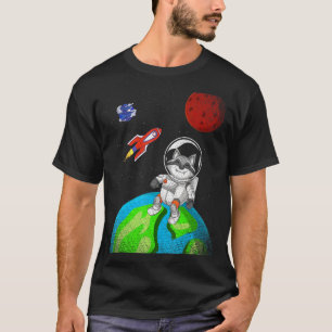 Earth Space Forest Animal Rocket Astronaut Raccoon T-Shirt