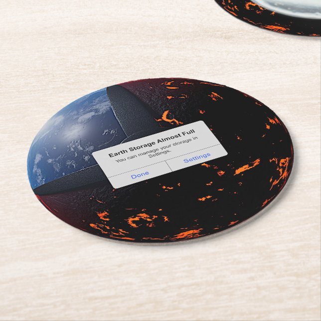 Earth Storage Almost Full Round Paper Coaster (Angled)