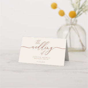 Earth Terracotta Ivory Script Font Seating Table Place Card