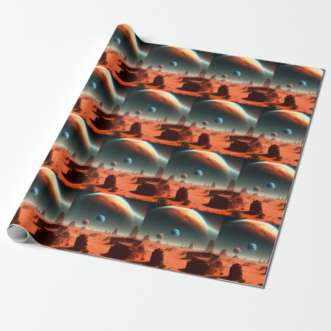Earth This Is Mars Calling, Wrapping Paper (Unrolled)