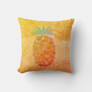 Earth Tonality Cute Painterly Pineapple Throw Pillow