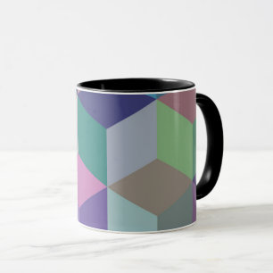 Earth Tone 3D Geometric Cube Pattern Mug