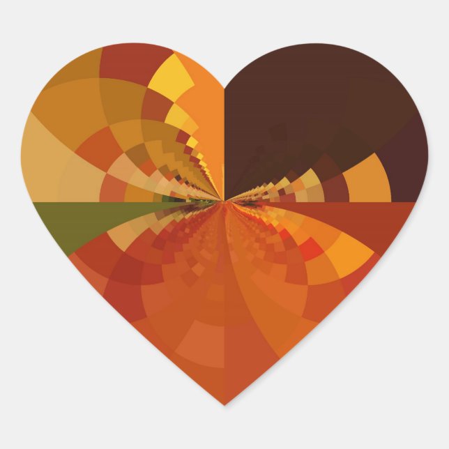 Earth Tone Abstract Colour Art Print Design Heart Sticker (Front)