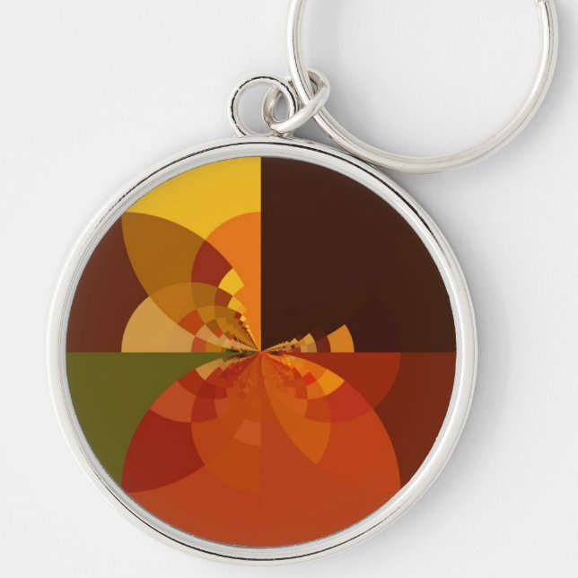 Earth Tone Abstract Colour Art Print Design Keychain (Front)