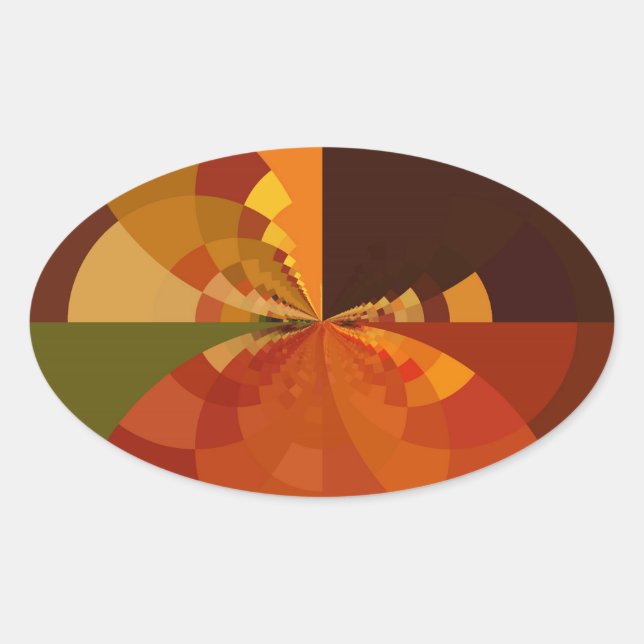 Earth Tone Abstract Colour Art Print Design Oval Sticker (Front)