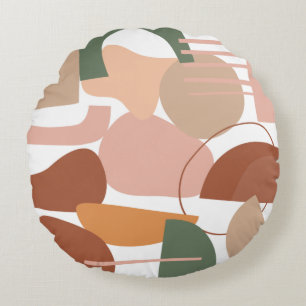 Earth Tone Abstract Pattern Round Pillow