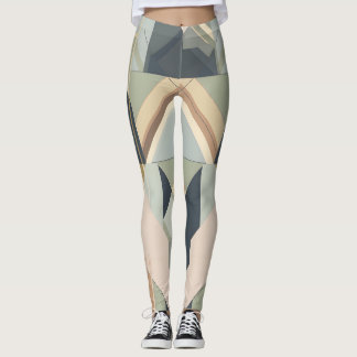 Earth tone art deco geometric pattern leggings