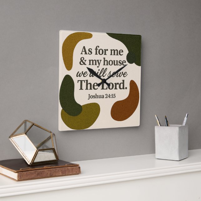 Earth Tone Bible Verse Square Clock (Office)