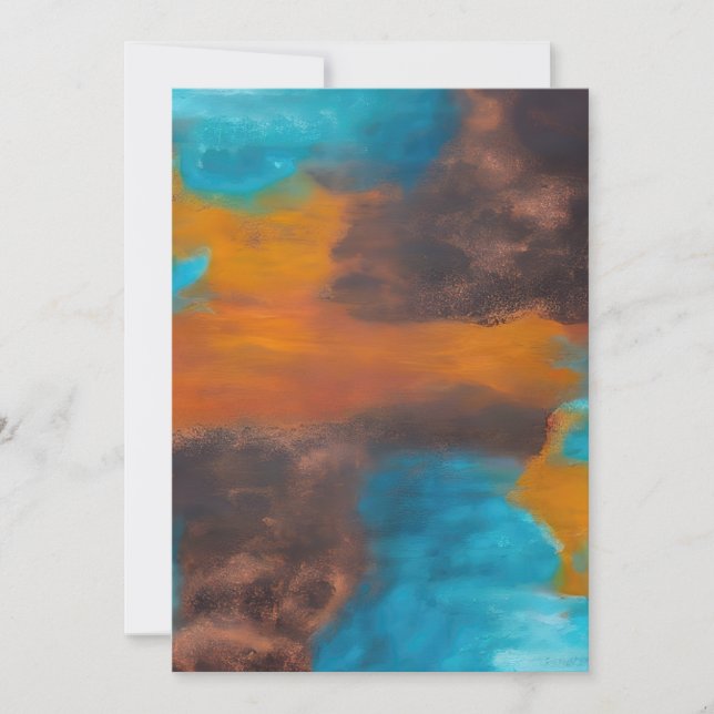 Earth Tone Blues Abstract Invitation (Front)