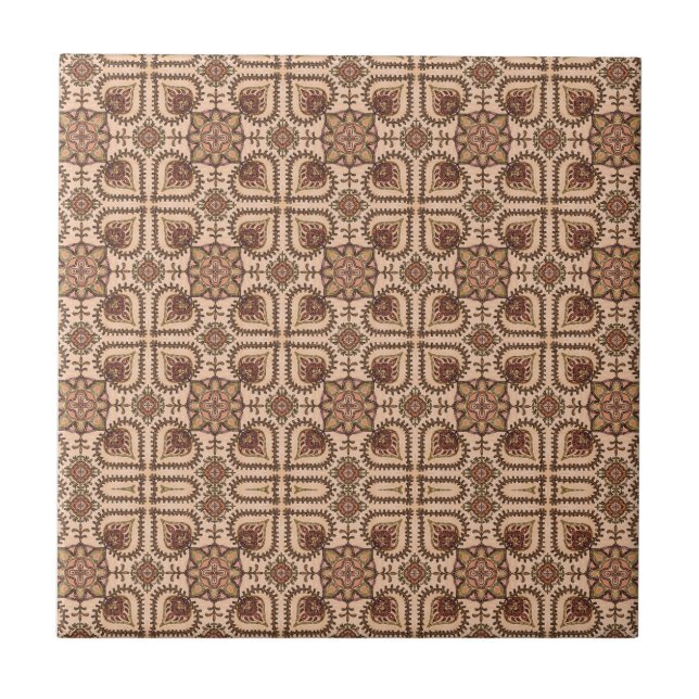 Earth Tone Browns Geometrical Tile (Front)