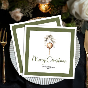 Earth Tone Christmas Bauble Script Family Napkins