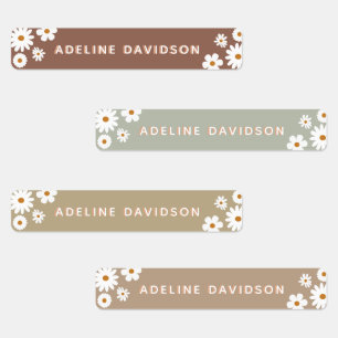 Earth Tone Colour Theme Waterproof Kids Name