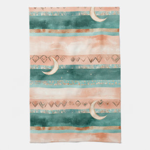 Earth Tone Crescent Moon for Lunar Enthusiasts Kitchen Towel
