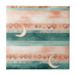 Earth Tone Crescent Moon for Lunar Enthusiasts Tile