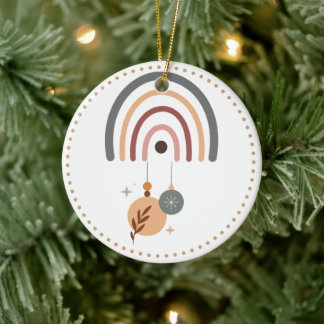 Earth Tone dot Boho Rainbow Arch tree Ornament