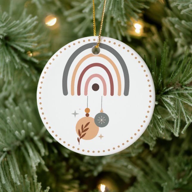 Earth Tone dot Boho Rainbow Arch tree Ornament (Tree)